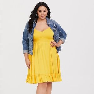 YELLOW JERSEY SKATER DRESS